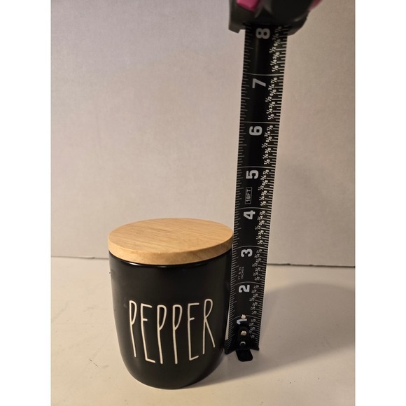 Rae Dunn Artisan Collection Pepper Canister Black Ceramic Wood Lid - Picture 5 of 5
